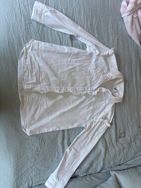 White shirt with pearl beads, size M, Forever Unique